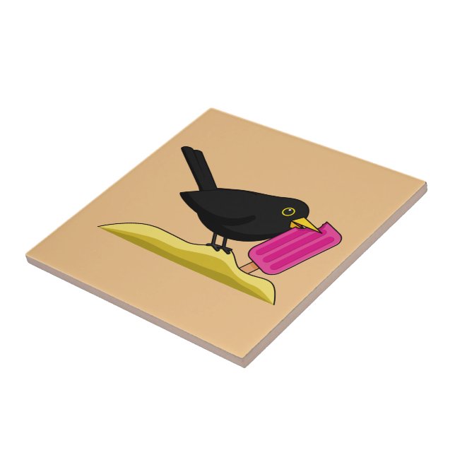 Cartoon Blackbird Comendo Um Sorvete (Lateral)