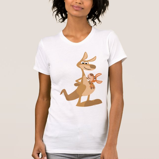 Cartoon bonitinho Mãe de canguru e camiseta de mul (Frente)
