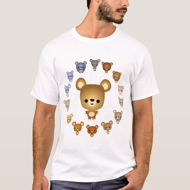 Cartoon Bonito Bear Bebês Crianças Camisa (Frente)