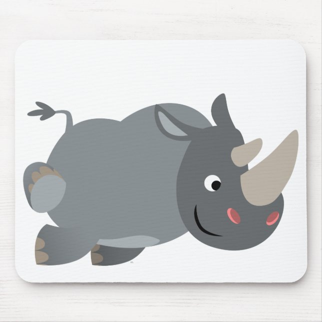 Cartoon Bonito Carregando Rino Mousepad (Frente)