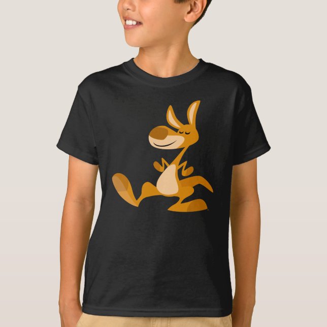 Cartoon Bonito Dançando Canguru Crianças Camiseta (Frente)