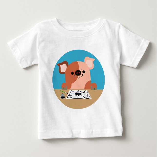 Cartoon Bonito Desenhando Camiseta De Bebê (Frente)
