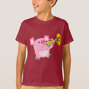 Cartoon Bonito Fazendo Camiseta De Trompete T-Shir