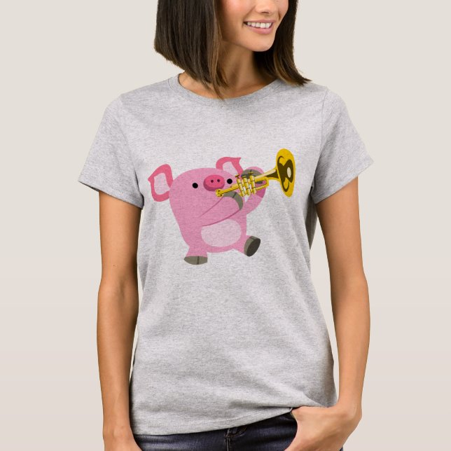 Cartoon Bonito Fazendo Trechos Mulheres Camisetas (Frente)