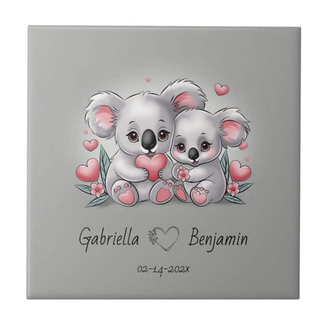 Cartoon bonito Koala abre Namorados (Frente)