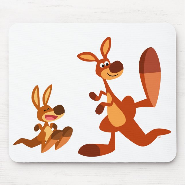 Cartoon bonito, Pai de canguru e Son Mousepad (Frente)