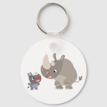 Cartoon Bonito Rhino Baby e Big Rhino Chaveiro