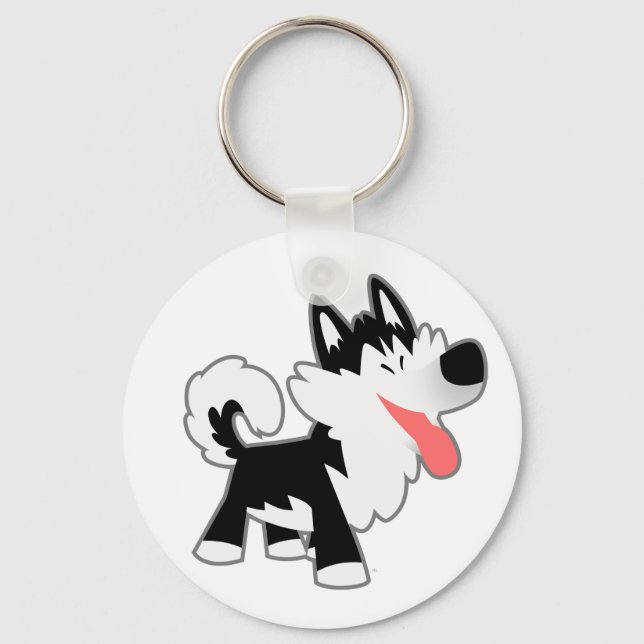 Cartoon Bonito Siberian Husky Chaveiro (Frente)