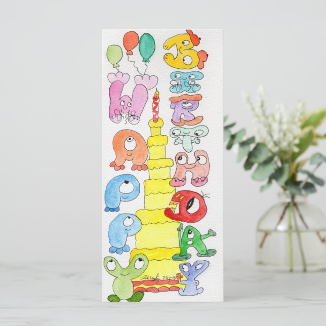 Cartoon Bubble Feliz Aniversário (Em pé/Frente)