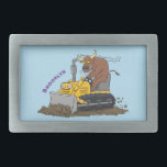 Cartoon buldozer engraçado<br><div class="desc">Este touro está fazendo sua própria terra se movendo, dirigindo uma escavadora em estilo de desenho animado.</div>