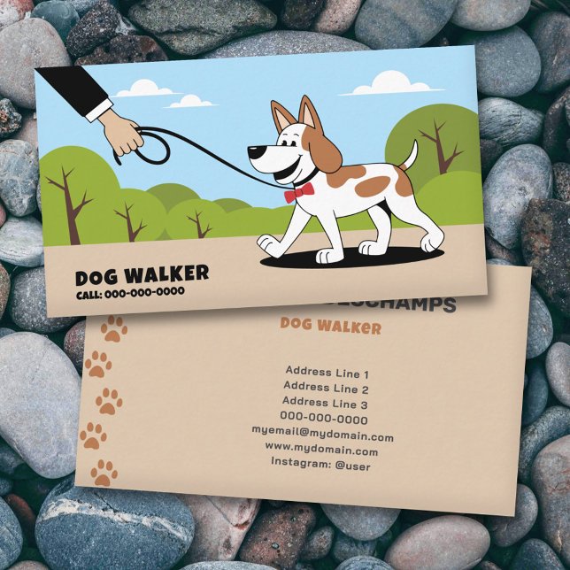Cartoon - Cartão de visita do Cachorro Walker (Cartoon - Dog Walker Business Card)