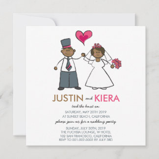 Cartoon Casamento Recém-Casados Anúncio de Casamen