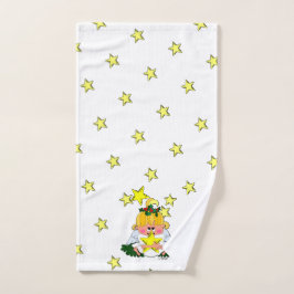 Cartoon Christmas Angel e Stars Holiday Toalha