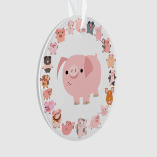Cartoon Cóctone Pig Mandala - Ornamento acrílico
