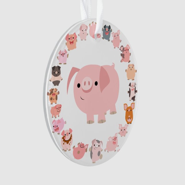 Cartoon Cóctone Pig Mandala - Ornamento acrílico (Frente)