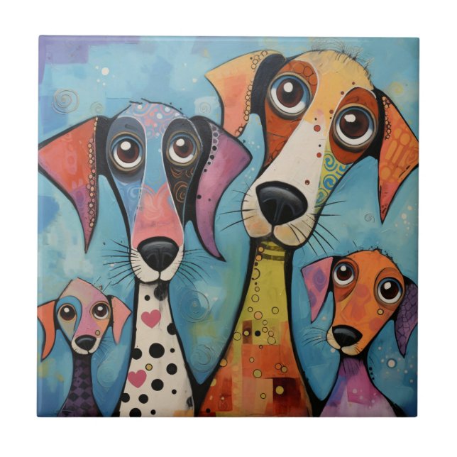 Cartoon Colorful Dog Abstrato Art (Frente)