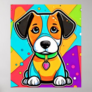 Cartoon Colorida Puppy Art Impressão