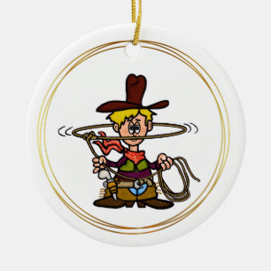 Cartoon Cowboy com Ornamento de Corda