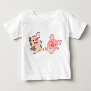Cartoon Dançante Bonito Porcos Camisa Bebê
