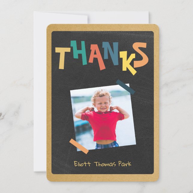 Cartoon de Aniversário Agradecimento Quadro de Giz (Frente)