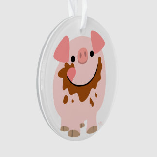 Cartoon de Chocolate Cachorro Suíno Ornamento Acrí
