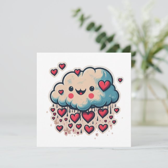 Cartoon de Chuva Cardíaca (Em pé/Frente)