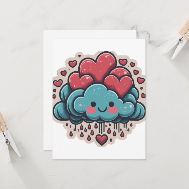 Cartoon de Chuva Cardíaca (Frente/Verso In Situ)