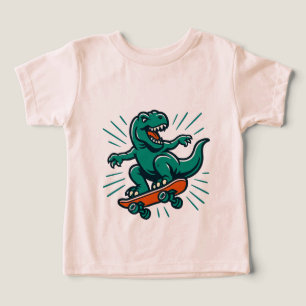 Cartoon de Dinossauro Legal Andando de Skate