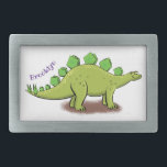 Cartoon de dinossauros de stegossauro engraçado<br><div class="desc">Esta placa divertida apresenta o nosso desenho de dinossauro de stegossauro verde. Adicione seu próprio texto para torná-lo especial.</div>