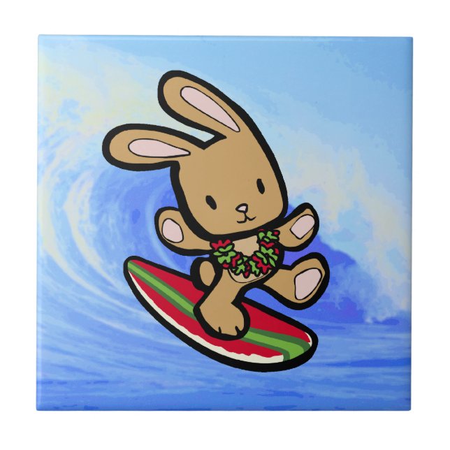 Cartoon de Férias Bunny Surfing no Havaí (Frente)