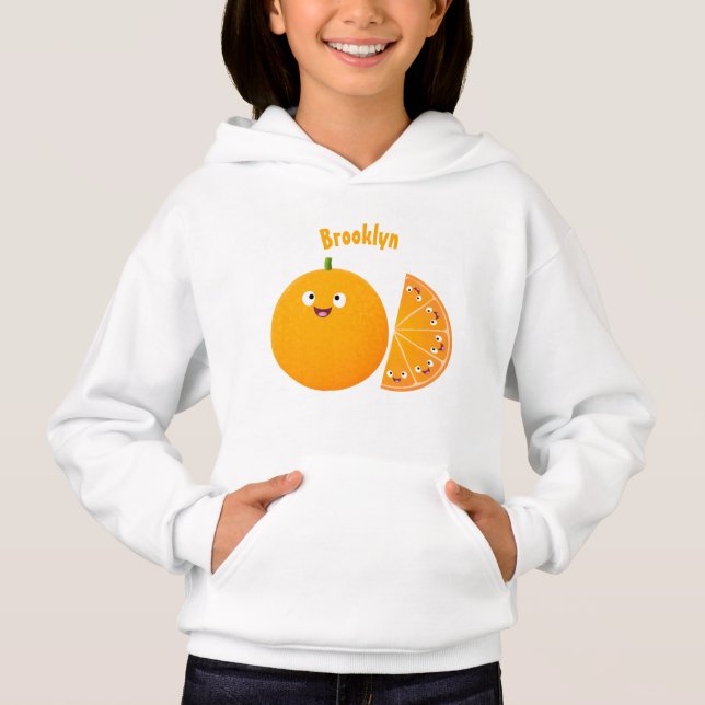 Cartoon de fruta de citros de laranja feliz (Frente)