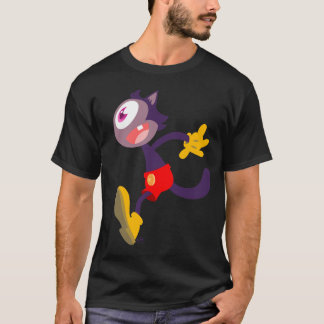 Cartoon de gato monocular Camiseta escura