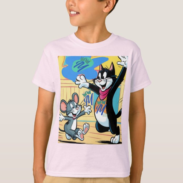 Cartoon de gato para crianças de camisa (Frente)