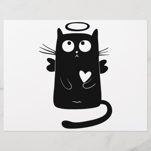 Cartoon de gato preto Angelic (Frente)