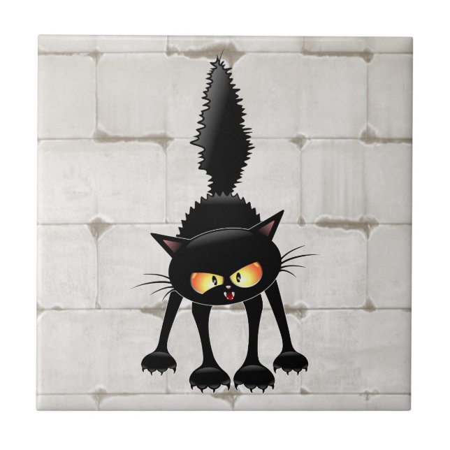 Cartoon de Gato Preto Feroz e Divertido  (Frente)