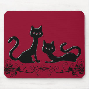 Cartoon de Kittens Preto VII Mousepad