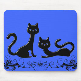 Cartoon de Kittens Preto VIII Mousepad