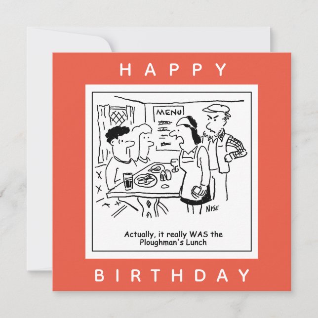 Cartoon de menu do Plowman's Lunch Pub (Frente)