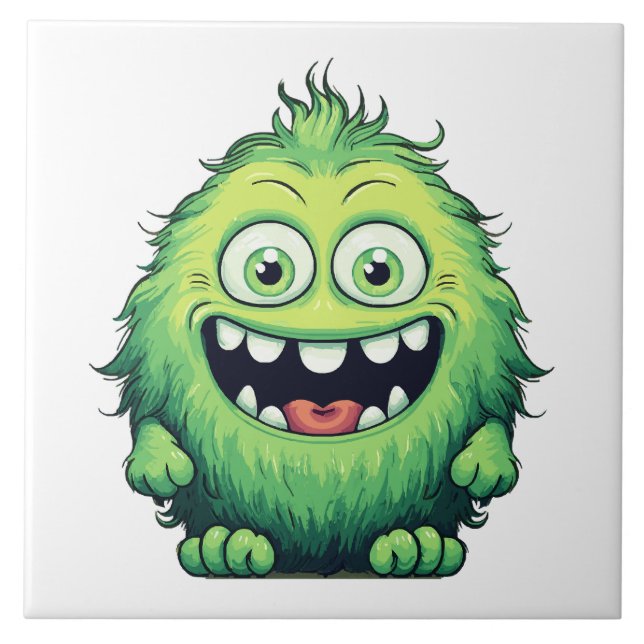 Cartoon de Monstro Verde Sorridente (Frente)