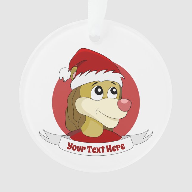 Cartoon de Natal com um adorável ornamento de leão (Frente)