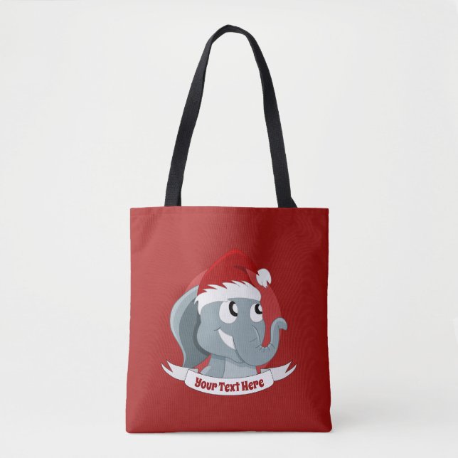 Cartoon de Natal com uma bolsa de tote de elefante (Frente)