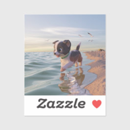 Cartoon de pãozinho tocando no adesivo de praia