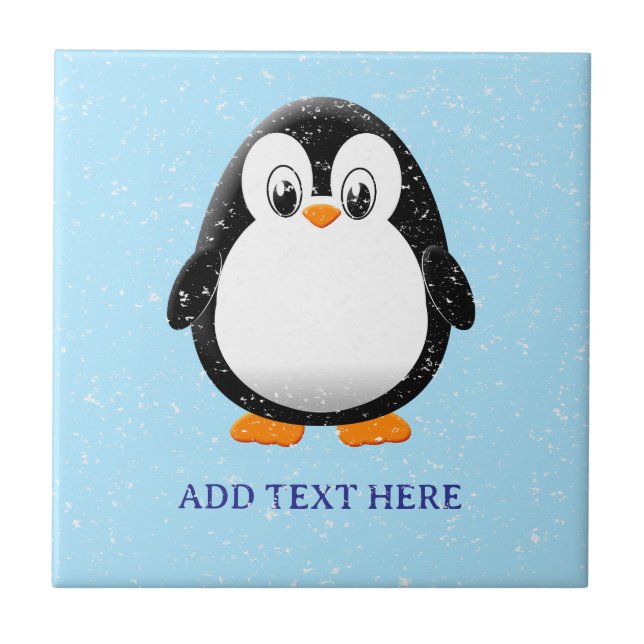 Cartoon de Pinguim Fofo Azul Personalizado (Frente)