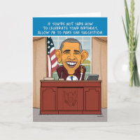 Cartoon Encantado Barack Obama Cartão de Aniversár