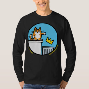 Cartoon engraçado de gato 'Sem Reis' em camiseta d
