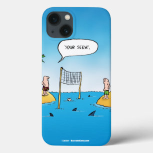 Cartoon Engraçado de Voleibol de Tubarão