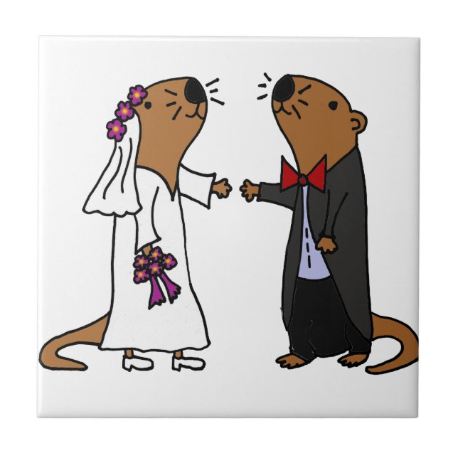 Cartoon Engraçado Otter Wedding (Frente)