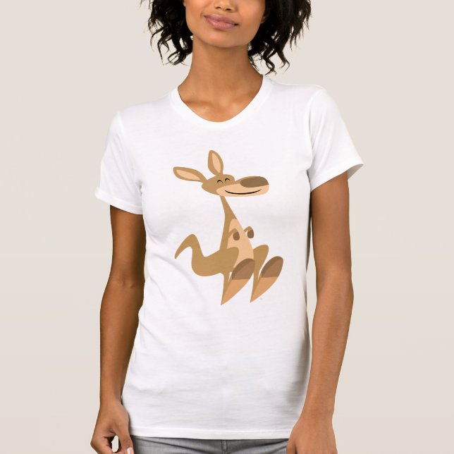 Cartoon Feliz Canguru Camiseta Mulher (Frente)