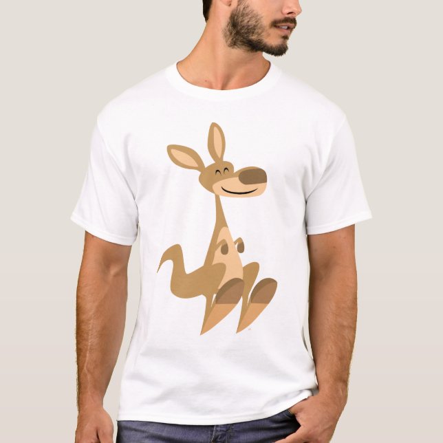 Cartoon Feliz Canguru Crianças Camiseta (Frente)