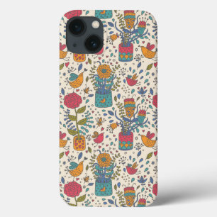 Cartoon floral pattern with birds 2